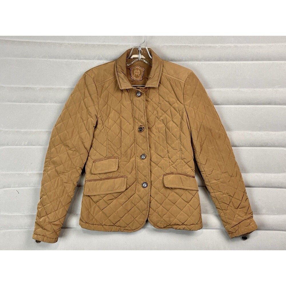 Massimo Dutti Women Small Riding Jacket Equestrian Diamond Quilted Brown Preppy